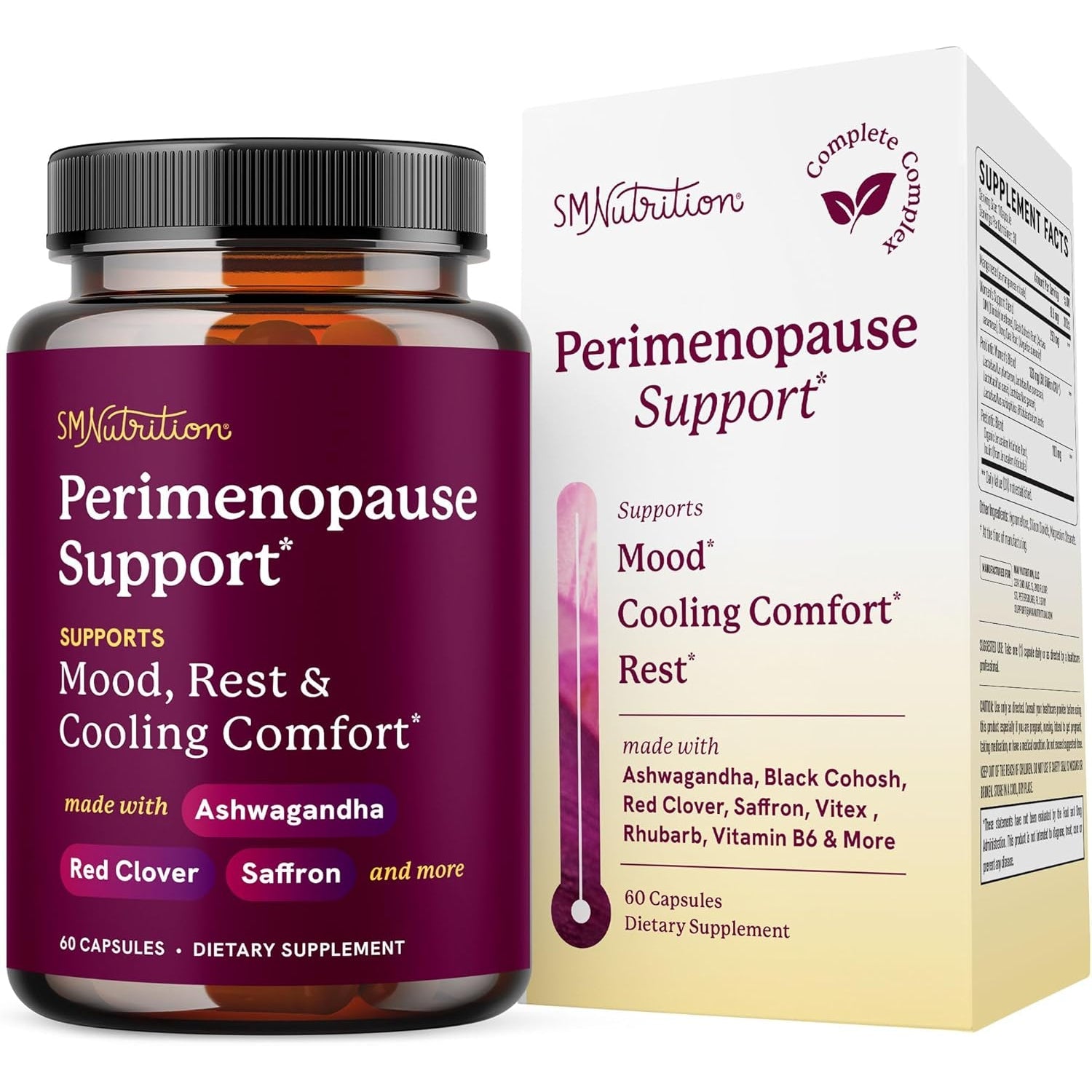 Perimenopause Support for Women Supplement | Hormone Balance, Mood, Sleep, Cycle Regularity & Cooling Support | Black Cohosh, Vitex, Saffron | Peri Menopause Supplements for Women | Non-Gmo | 60 Ct