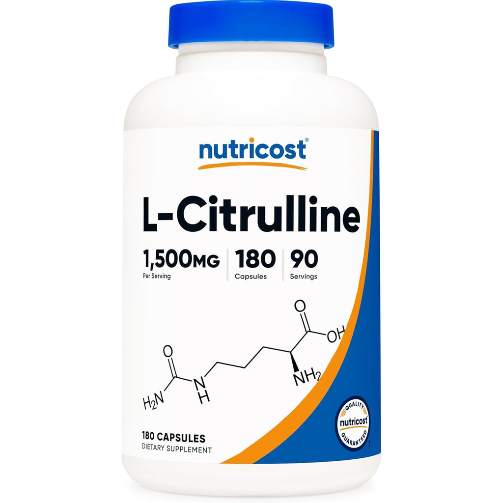 Nutricost L-Citrulline 1500Mg, 180 Capsules - 750Mg per Capsule, Gluten Free, Non-Gmo, Packaging May Vary