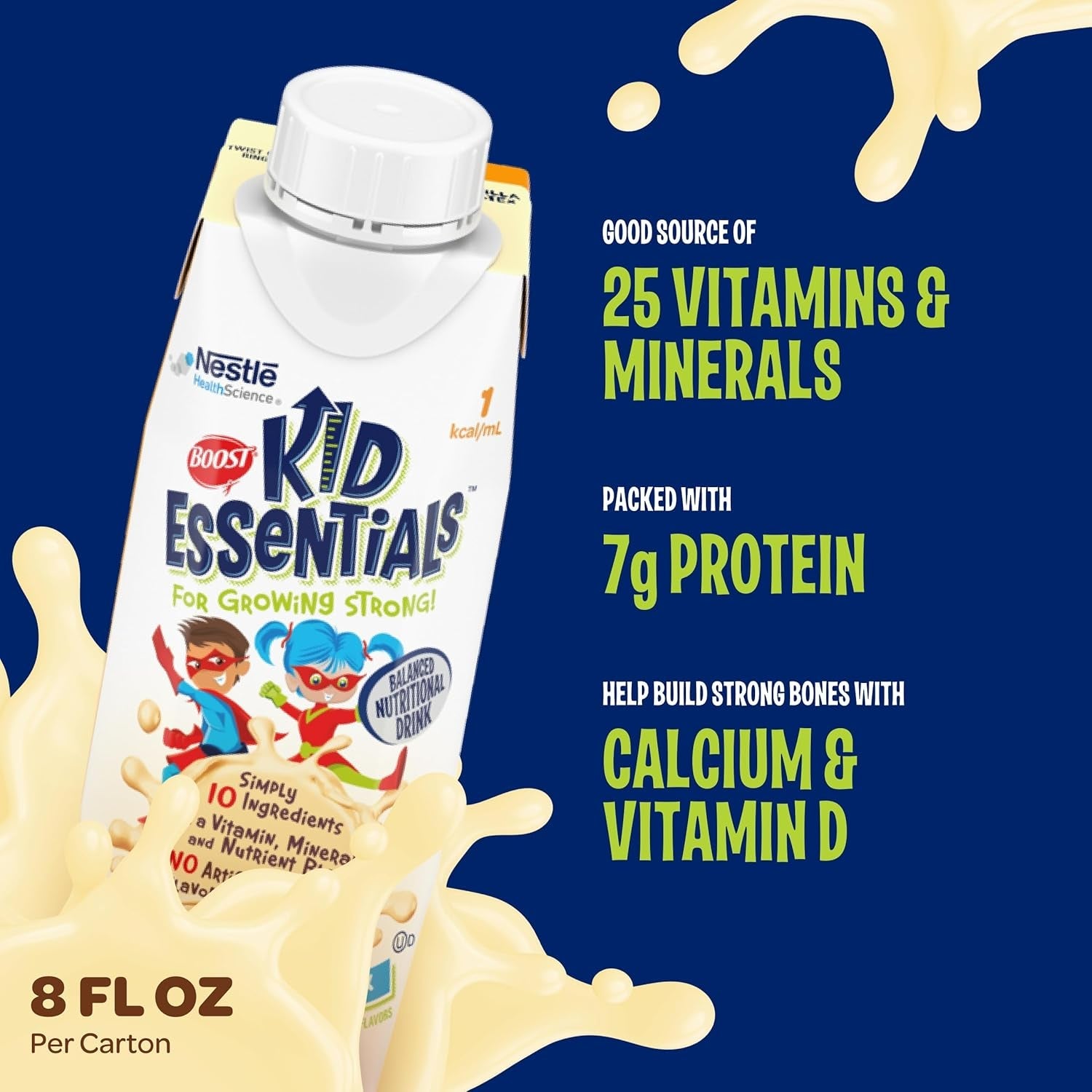 BOOST KID ESSENTIALS 1.0, Vanilla Vortex 24 X 8 Fl Oz Carton