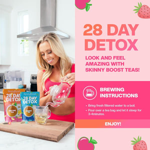 Skinny Boost Detox Tea Kit-Slimming Tea for Weight, Metabolism, Energy, Bloating & Colon Cleanse – Green Tea, Herbal, Vegan, Keto, Non-Gmo, Sugar-Free-2 PACK –1 Daytime (28 Bags) + 1 Evening -(14 Bags)