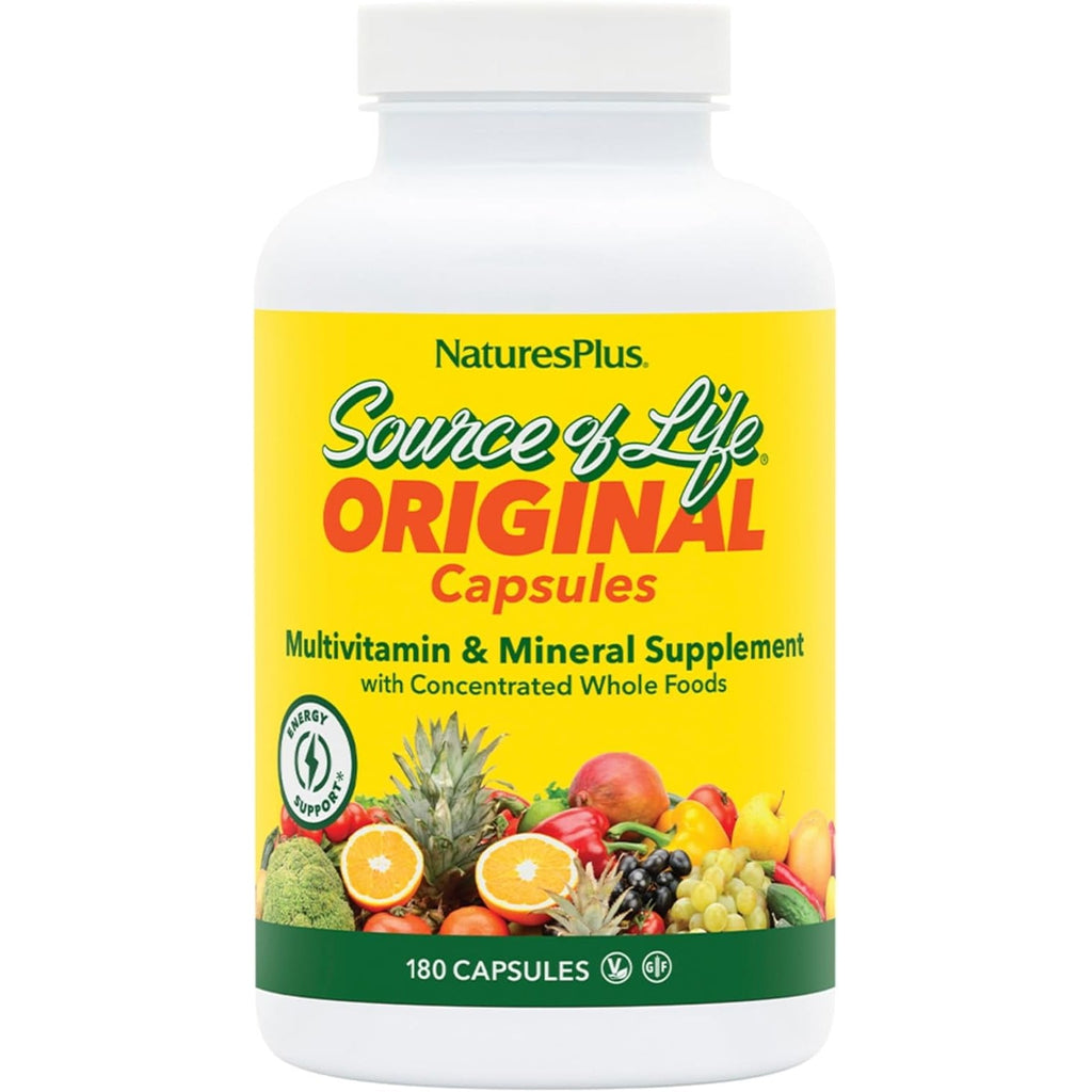 Naturesplus Source of Life - 180 Capsules - Multivitamin & Mineral Supplement - Supports Natural Energy & Overall Well-Being - Gluten Free, Vegetarian - 20 Servings