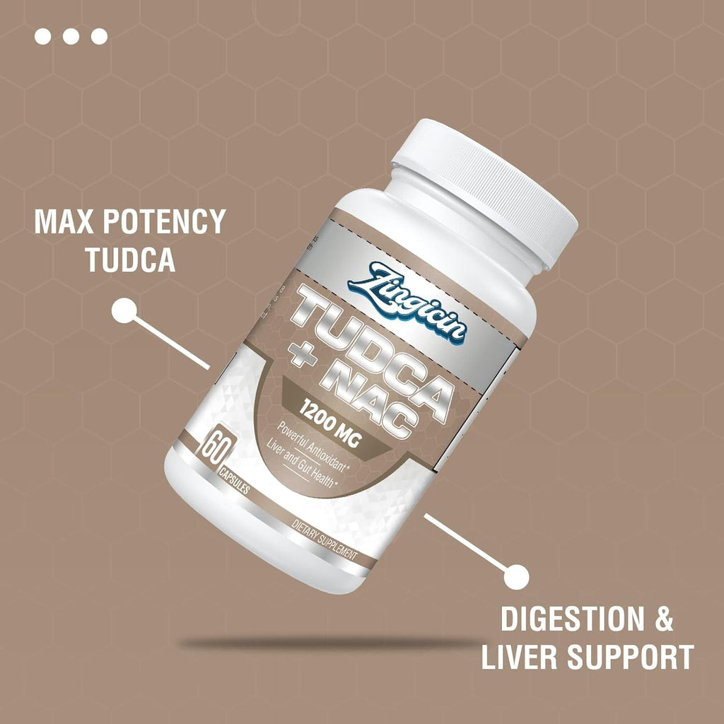 TUDCA with NAC Supplement 1200Mg - 120 Capsules,Powerful TUDCA Bile Salt plus N-Acetyl-Cysteine,Antioxidant Supplements for Liver,Digestion, 2 Counts