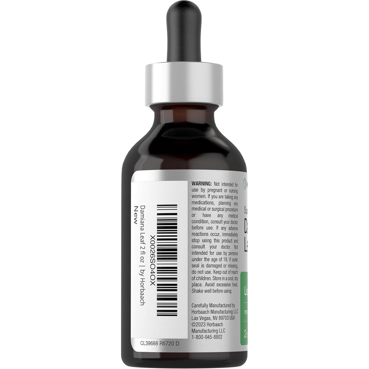 Horbäach Damiana Leaf Herb Tincture | 2 Fl Oz | Super Concentrated | Alcohol Free Liquid Extract | Vegetarian, Non-Gmo & Gluten Free Herbal Supplement