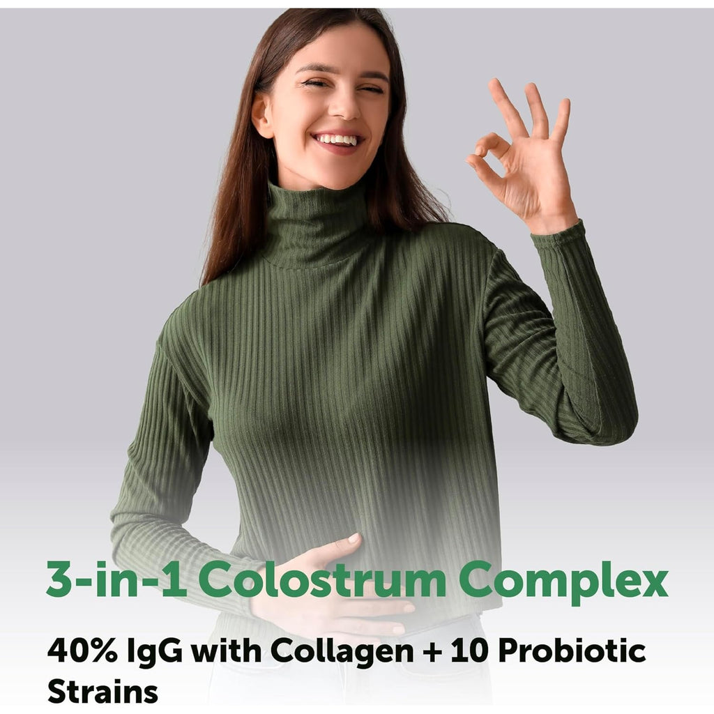 Micro Ingredients Bovine Colostrum 1,000 Mg per Serving, 240 Capsules | 40% Igg with Collagen & Probiotics | Colostrum Supplement with 10 Probiotic Strains | Non-Gmo, Gluten Free
