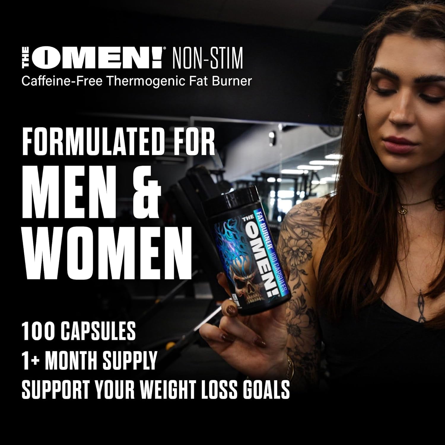 JNX SPORTS the Omen! Non‑Stimulant Thermogenic Fat Burner for Men & Women | Weight Loss Supplement, Caffeine‑Free & Appetite Suppressant | 100 Capsules