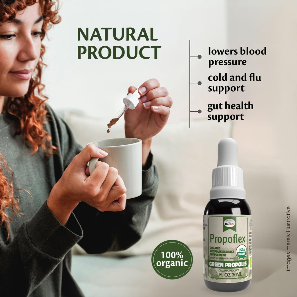 Beelife Propoflex Organic Green Propolis Extract - High Artepillin-C Levels, Antioxidant-Rich Supplement for Overall Wellness - Natural & Kosher-Friendly - Made in Brazil, 1 Fl. Oz.
