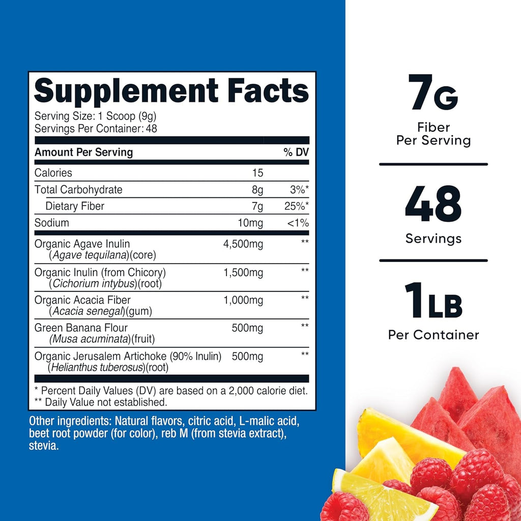 Nutricost Prebiotic Fiber Fruit Punch Flavored (1 Pound) - Vegan, Gluten-Free, Gmo-Free