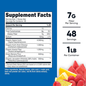 Nutricost Prebiotic Fiber Fruit Punch Flavored (1 Pound) - Vegan, Gluten-Free, Gmo-Free