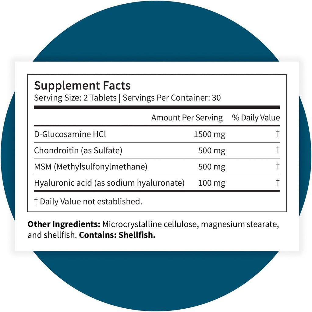 Pattern Wellness Glucosamine Chondroitin Complex with MSM & Hyaluronic Acid – Supports Joint, Cartilage & Flexibility Health – 60 Tablets