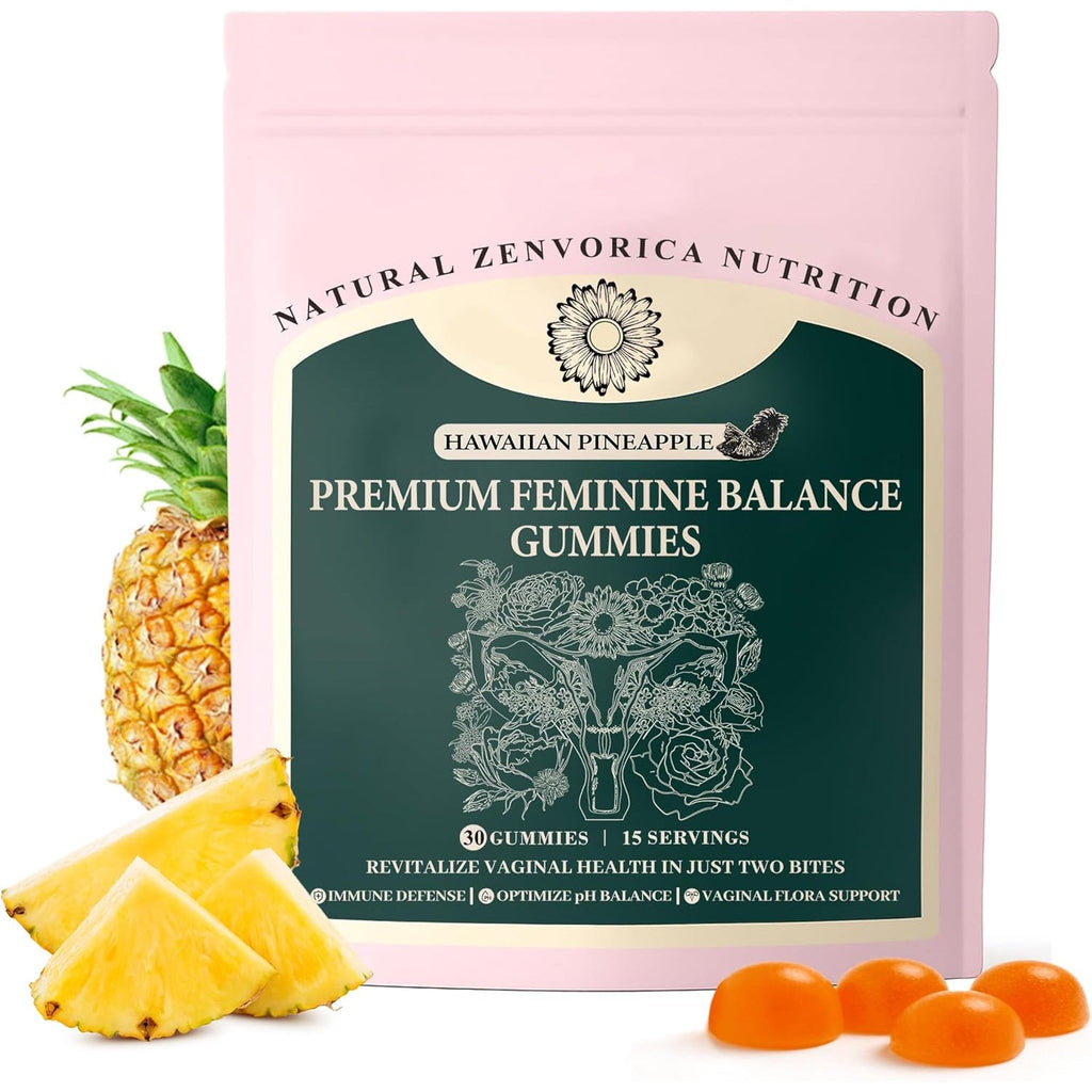 Premium Feminine Balance Gummies for Women - Pineapple Gummies for Women PH Balance Vaginal Probiotics for Women'S Health & Wellness, Vegan, Gluten-Free, Immune Support, 30 Counts