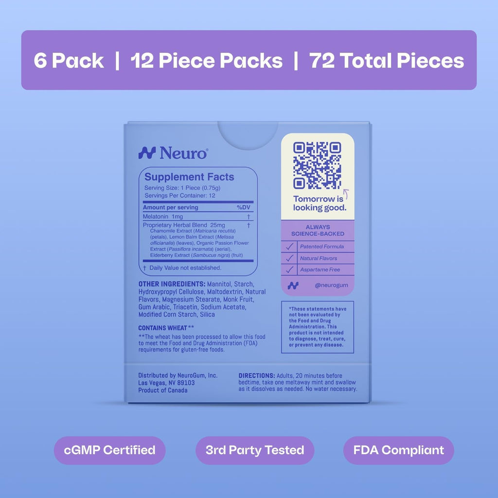 Neuro Sleep & Recharge Meltaway Mints - Sleep Aid for Adults with Melatonin 1Mg, Chamomile & Elderberry - Travel Essentials for Nighttime Relaxation & Healthy Rest Cycle - Mixed Berry (72 Ct)