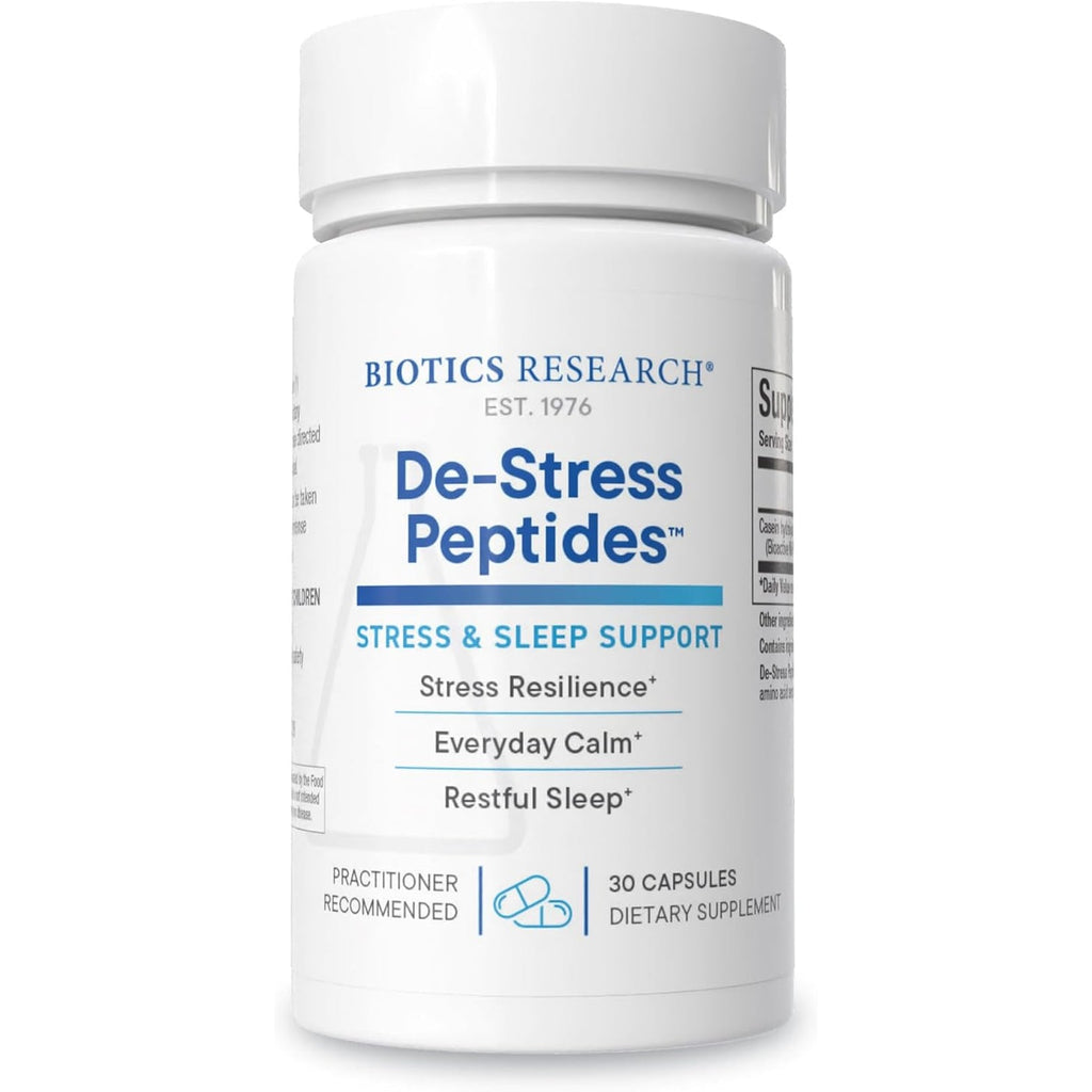 BIOTICS RESEARCH De-Stress Patented Nutrient Designed to Support Calmness, Healthy Sleep Habits, All-Natural Supports Mental Wellness & Calm. 30 Capsules