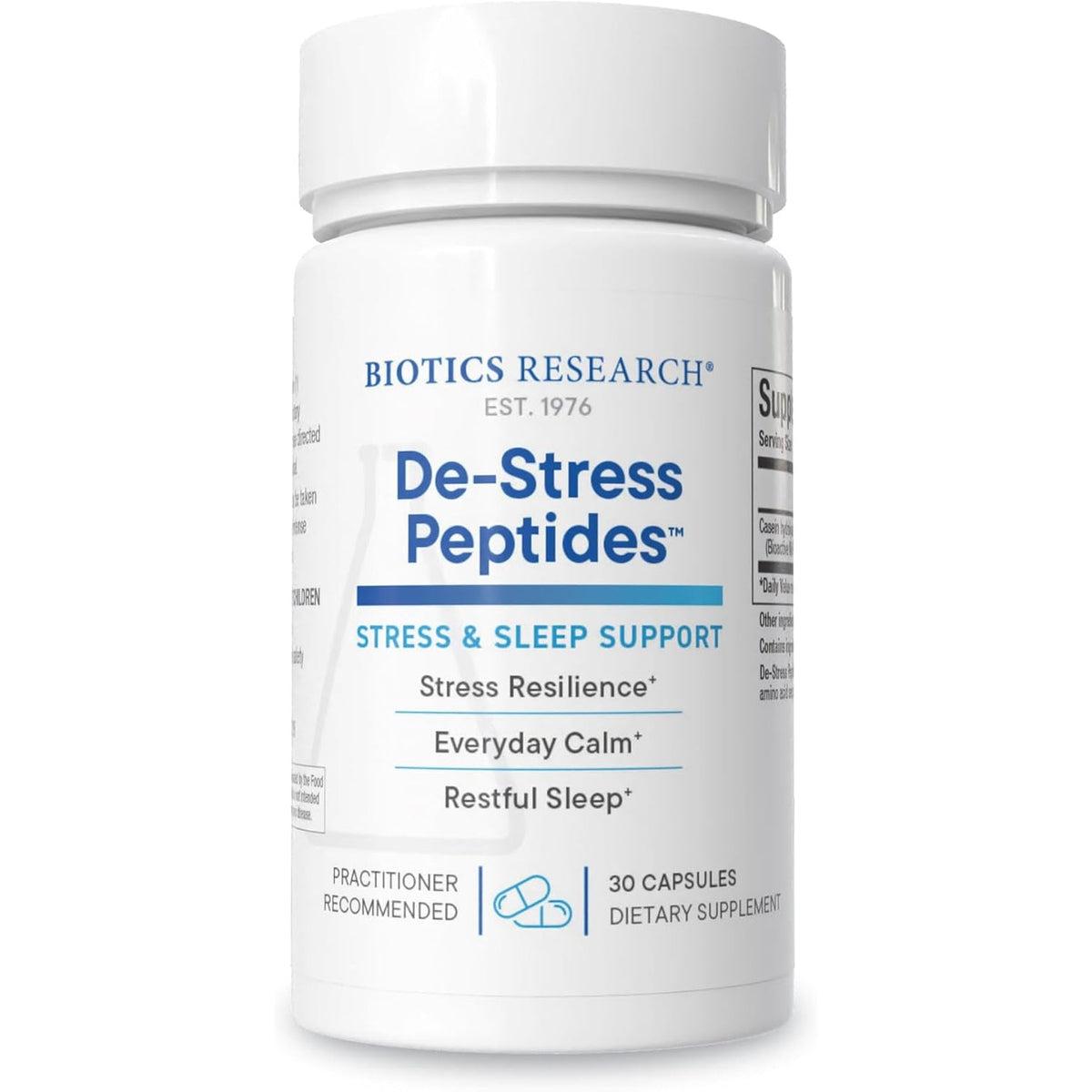BIOTICS RESEARCH De-Stress Patented Nutrient Designed to Support Calmness, Healthy Sleep Habits, All-Natural Supports Mental Wellness & Calm. 30 Capsules