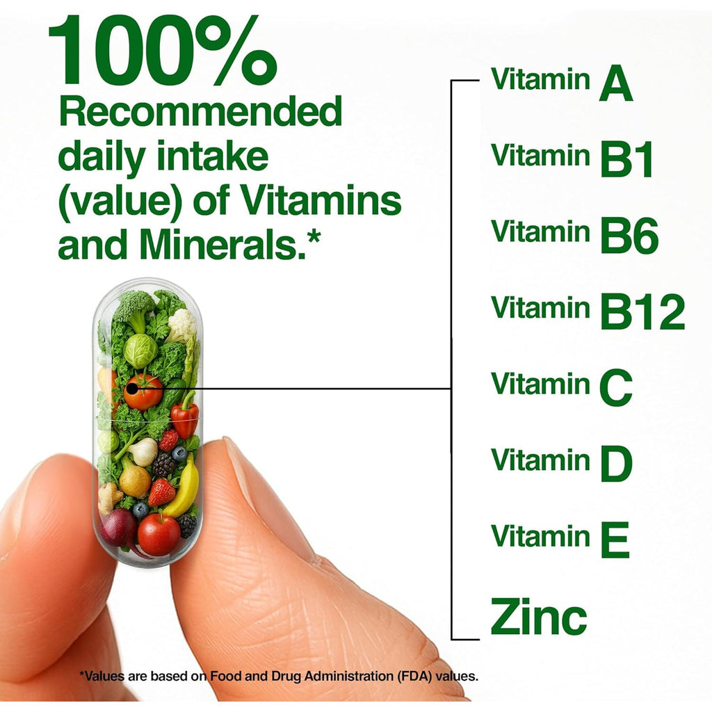 Feelgood Superfoods 1000Mg Immune Support Capsules Made with 25 Organic Fruits and Vegetables, Strong Immunity Boosters with Vitamins A, C, D3, and Zinc, 60 Count