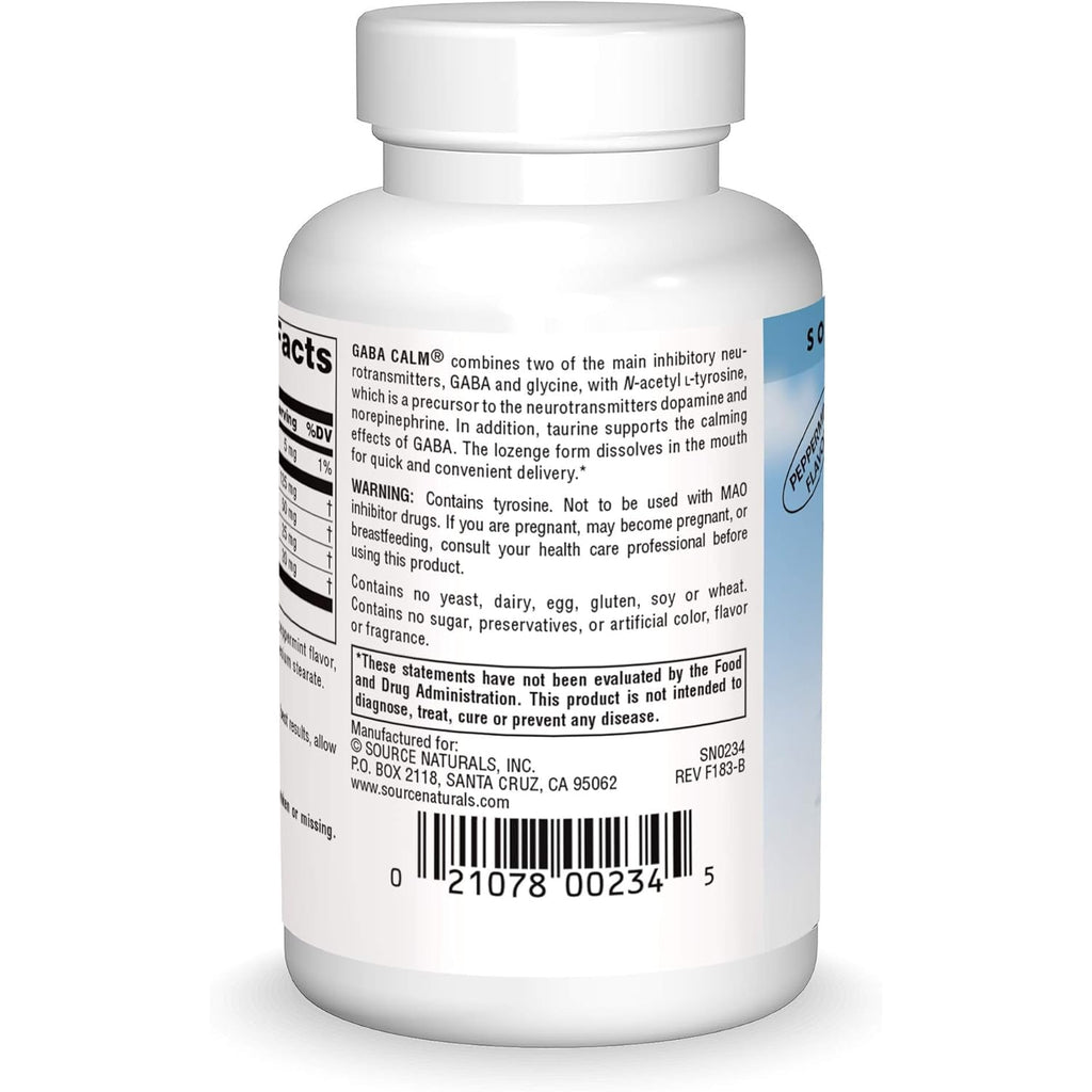 Source Naturals Serene Science, GABA Calm Quick Dissolving Peppermint Flavor* - 60 Lozenges