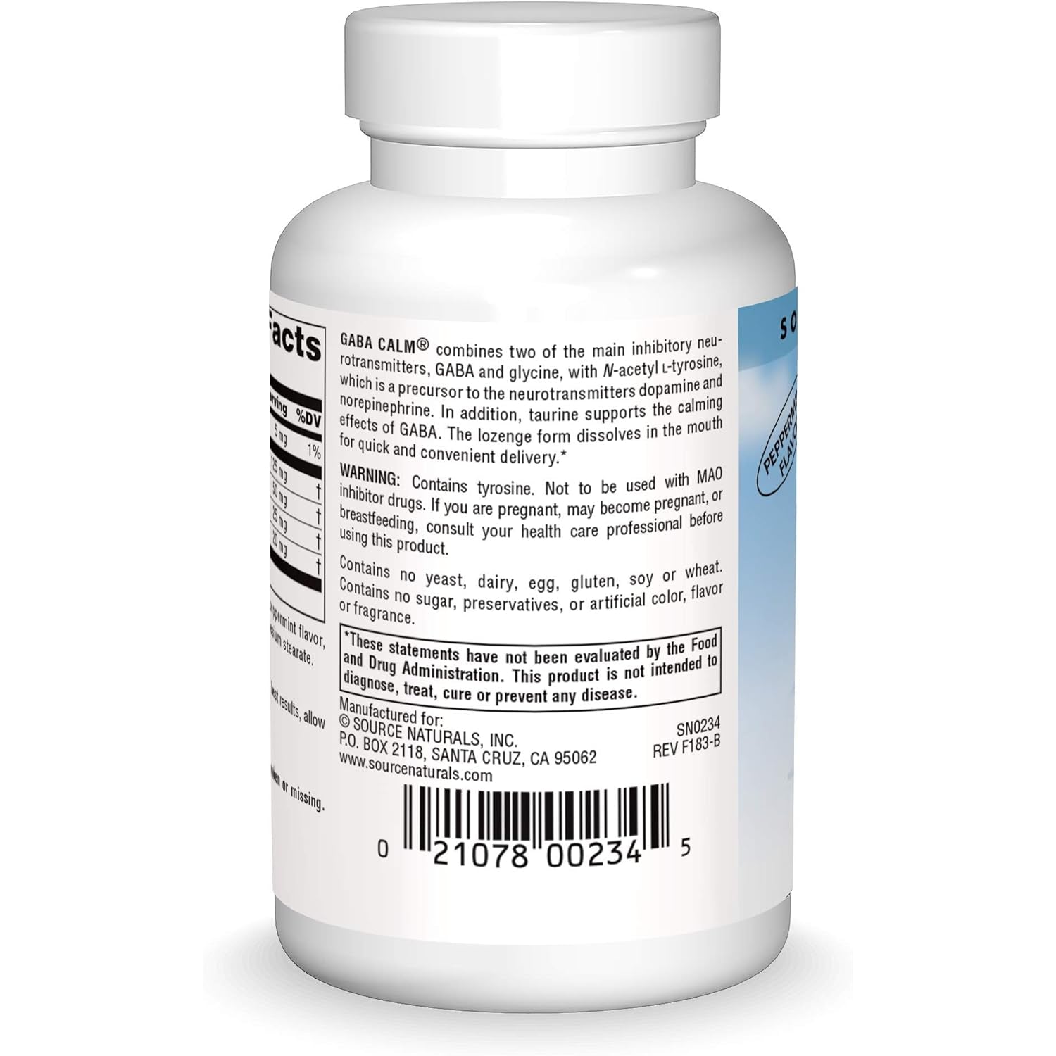 Source Naturals Serene Science, GABA Calm Quick Dissolving Peppermint Flavor* - 60 Lozenges