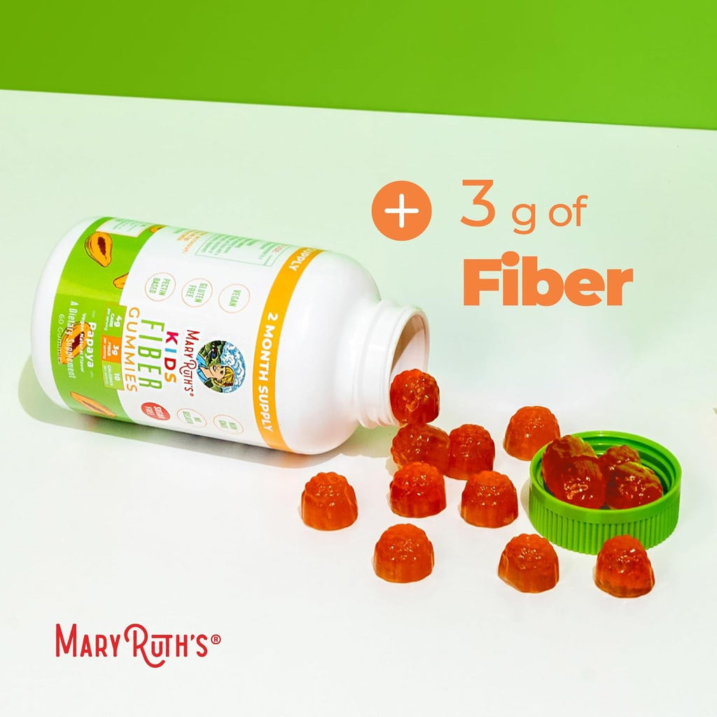 MARYRUTH'S Fiber Gummies for Kids | 2 Month Supply | Sugar Free | Kids Fiber Gummies Ages 4+ | Soluble Fiber Supplement | Gut Health & Digestion Support | 3G Fiber per Gummy | Vegan | 60 Count