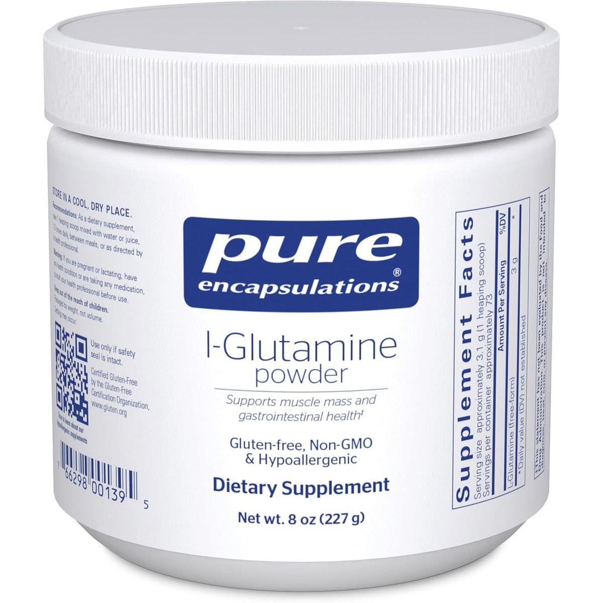 Pure Encapsulations L-Glutamine Powder - Supplement for Immune and Digestive Support, Gut Health and Lining, Metabolism, and Muscle Support* - with Pure Free-Form L-Glutamine - 8 Ounces