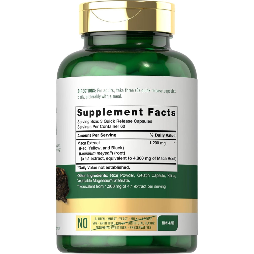 Carlyle Maca Root Capsules for Women & Men | 180 Count | High Potency Extract | Non-Gmo & Gluten Free Supplement