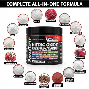 Nosflow Nitric Oxide Supplements for Men | Beet Root Taurine L-Arginine Malic Acid L-Arginine L-Citrulline Pine Bark Glycerol Agmatine Grape Seed Vitamin C B12 B3 by Clean Nutra