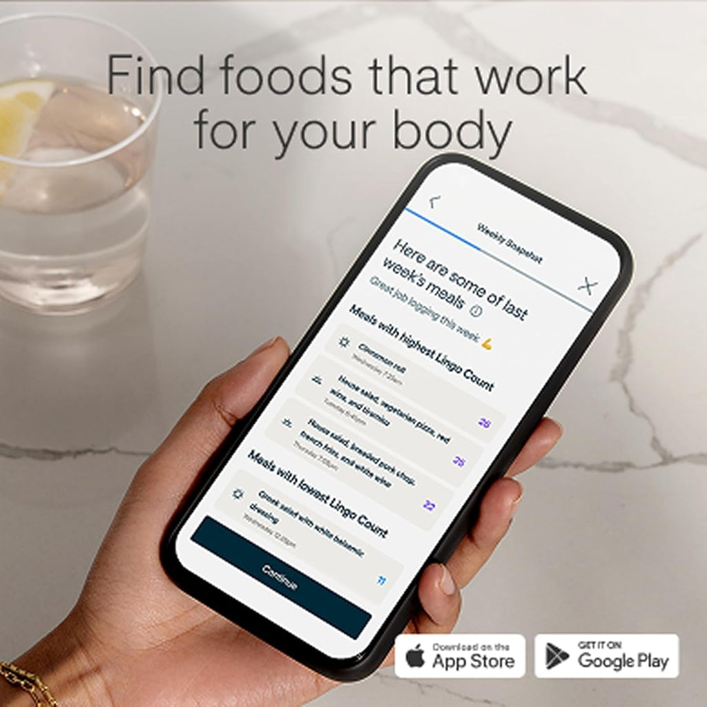 Lingo Continuous Glucose Monitor (CGM). Made by Abbott. Optimize Your Nutrition with Real-Time Glucose Data & Insights. 1 Lingo Biosensor Lasts up to 14 Days*. Works with Ios and Android. US Only.