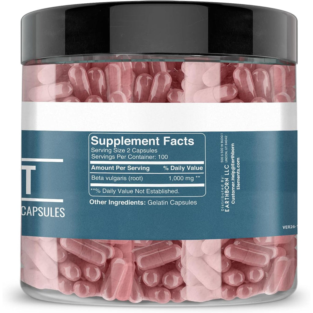 Earthborn Elements Beet Root 200 Capsules, Pure & Undiluted, No Additives