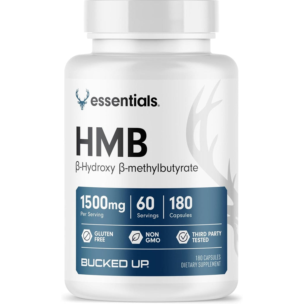 Bucked up HMB (Beta-Hydroxy Beta-Methylbutyrate) 1500Mg per Serving, Essentials (60 Servings, 180 Capsules)