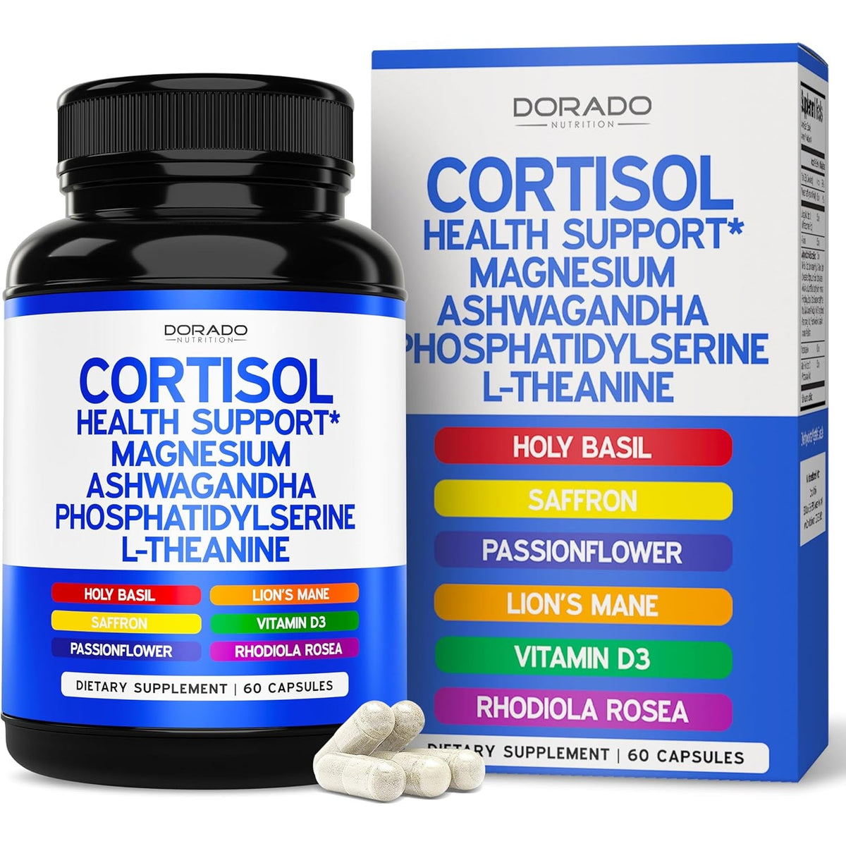 Cortisol Supplements for Women & Men with 14 In1 Blend (Magnesium, Ashwagandha, L Theanine & More) Healthy Cortisol Balance & Calm Mood Support - Third Party Tested, Non GMO, USA Made - 60 Count