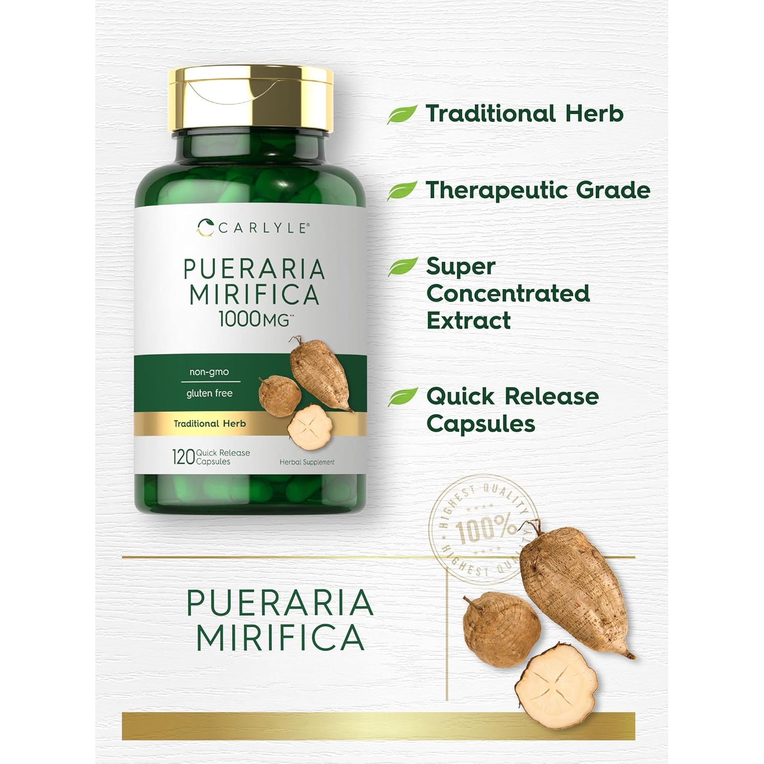 Carlyle Pueraria Mirifica Capsules | 120 Count | Root Extract | Non-Gmo & Gluten Free Supplement