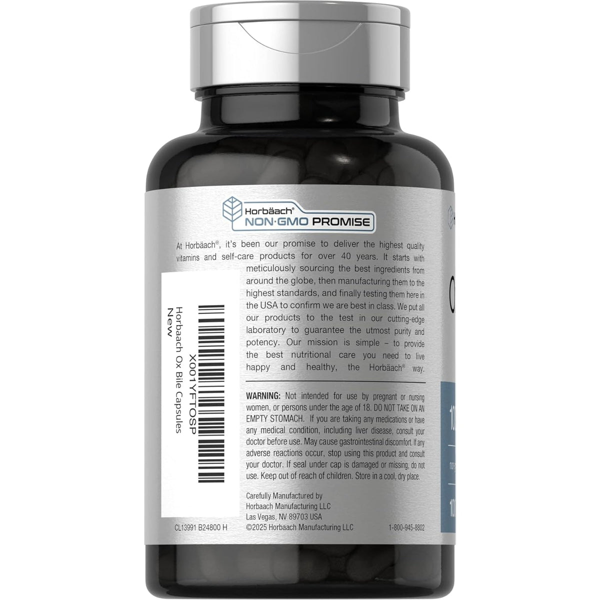 Horbäach Ox Bile Supplement | 1000Mg | 100 Capsules | Digestive Enzymes Supplement | Non-Gmo & Gluten Free