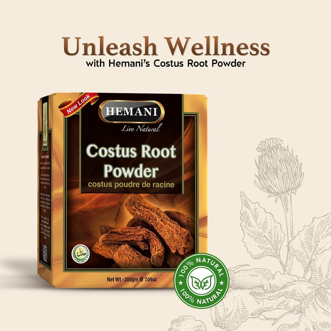 Hemani Costus Root Powder 200G - Qust Al-Hindi (Saussurea Costus) Prophetic Medicine Herb | Traditional Unani & Ayurvedic Formula | Halal, Alcohol-Free | since 1949