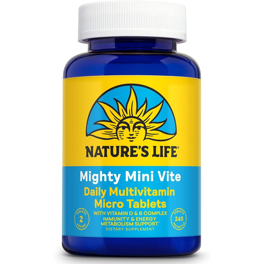 Nature'S Life Mighty Mini Vite - Daily Multivitamin for Women and Men - Vitamin D and B Complex - Immunity and Energy Metabolism Support - Lab Verified - 120 Servings, 240 Micro Tablets
