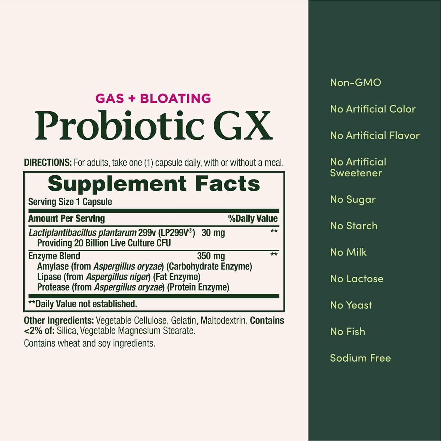 Nature'S Bounty Probiotic GX, Helps with Occasional Gas and Bloating, Dietary Supplement, Digestive Health, 25 Capsules