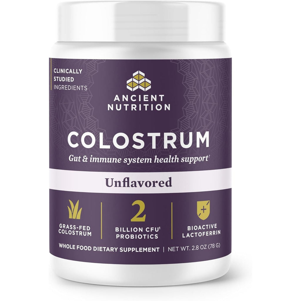 Ancient Nutrition Colostrum Superfood Powder, Grass Fed Bovine Colostrum, Supports Healthy Gut Microbiome and Immune System, Clinically Studied Lactoferrin & Probiotics, Unflavored, 60 Servings