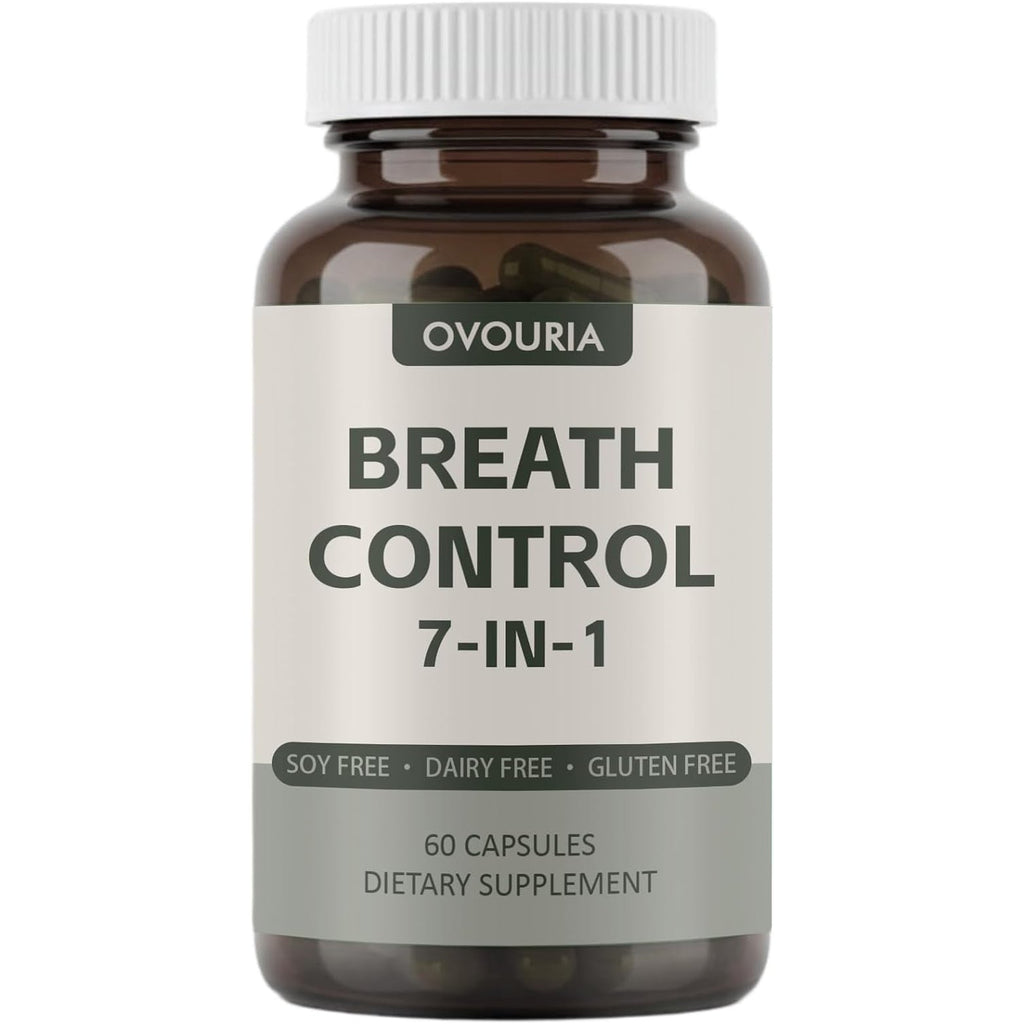 Ovouria Breath & Gut Balance Capsules - 7-In-1 Formula with Probiotics, Zinc Gluconate & Magnesium Citrate for Fresh Breath, Chronic Halitosis Relief & Digestive Wellness, 60 Count(1Pc)