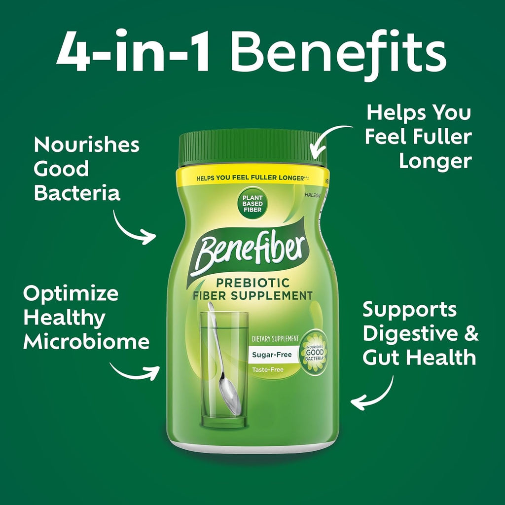 Benefiber Daily Prebiotic GLP-1 Friendly Fiber Supplement Powder for Digestive Health, Unflavored - 250 Teaspoons (17.6 Ounces)