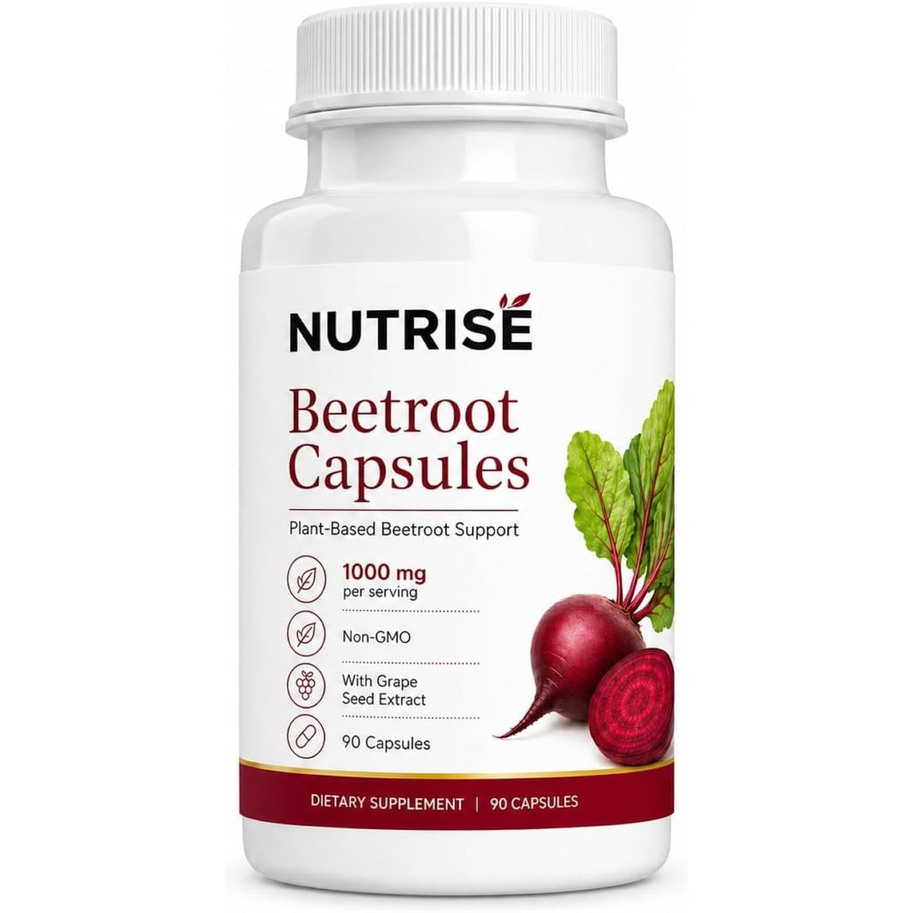 Nutrise Beetroot Capsules – Energy & Circulation Support, Non-Gmo Vegan, 90 Capsules