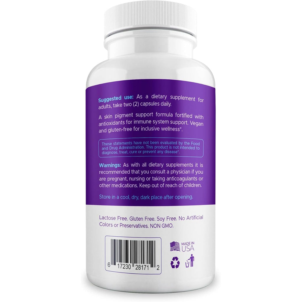 Vitiligo Capsules 60 Count | 1 Month | Improve Skin Pigmentation Support and Reduce White Spots | Effective Vitiligo Supplement | Natural Solution for White Spots on Skin. (1)