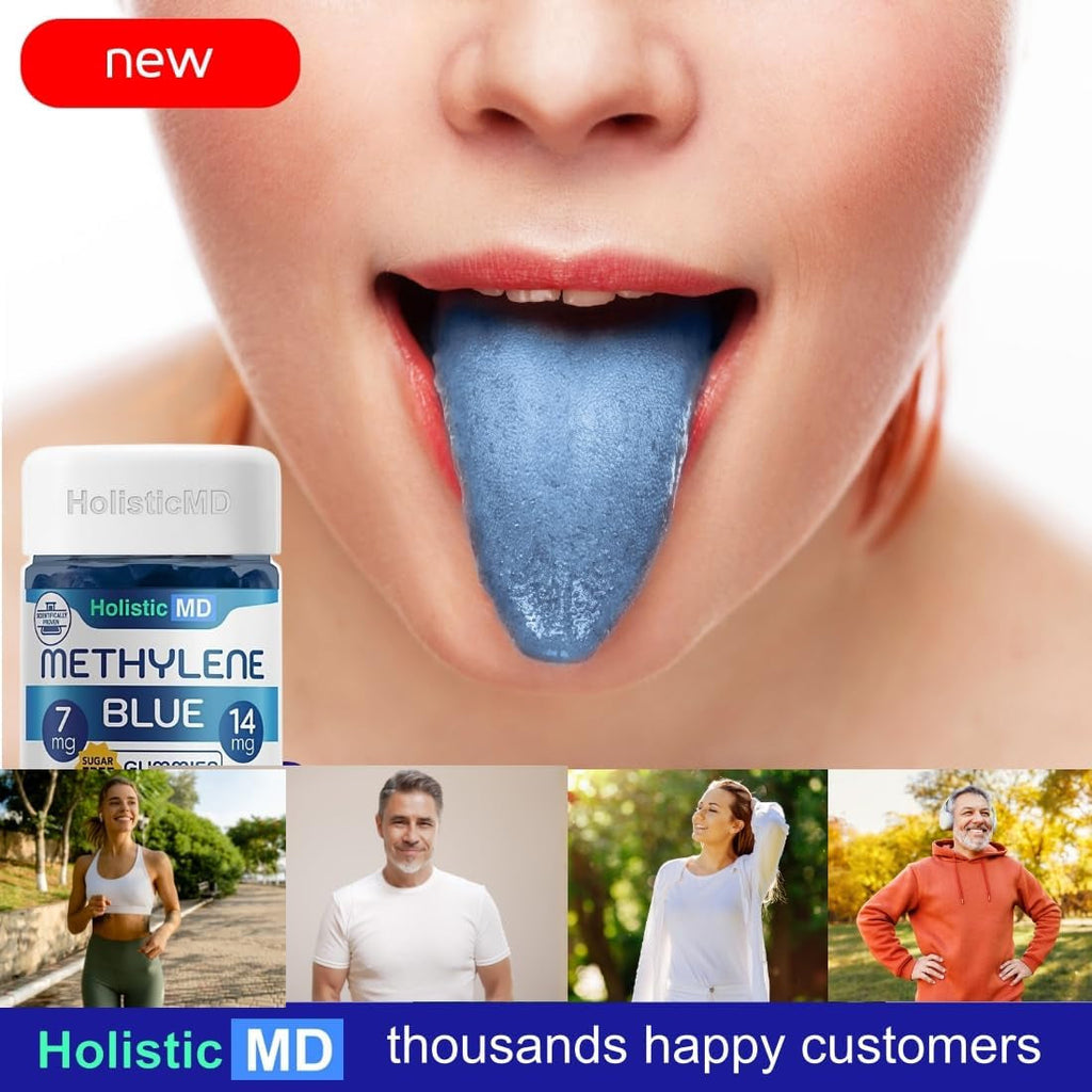 Methylene Blue for Humans USP Pharma Grade 7Mg and 14Mg Dose - 3Rd Party Certified Quality - Sugar Free Vegan - Berry Flavor 60 Gummies