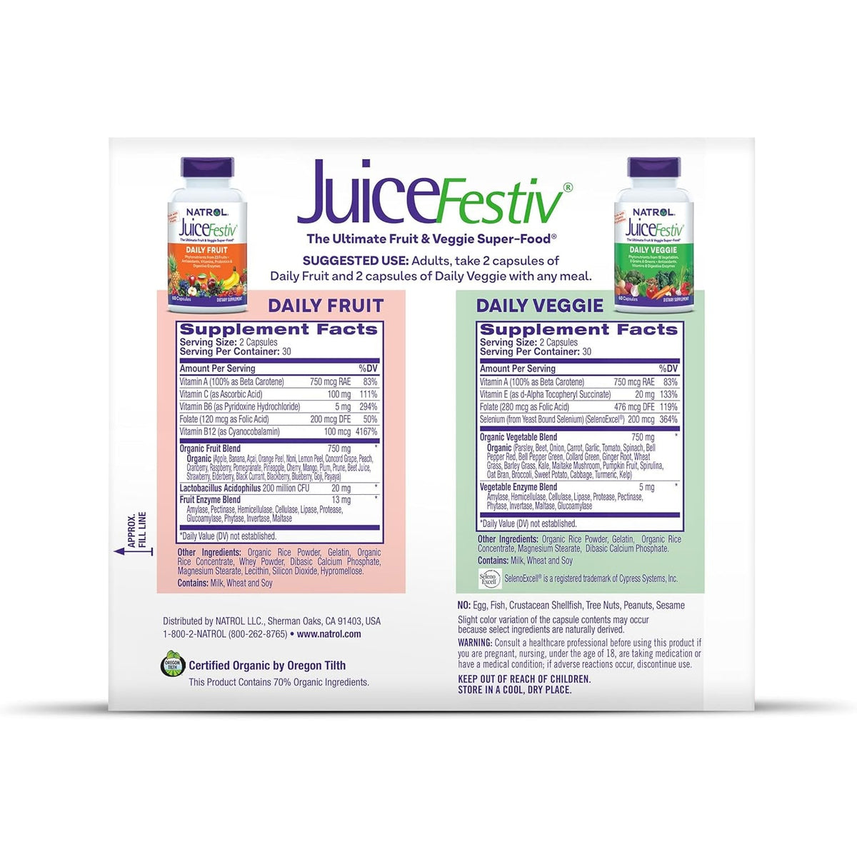 Natrol Juicefestiv, Vitamins and Supplements for Nutrition & Well-Being, Antioxidants for Cellular Health, 60 Capsules (2-Count), up to a 30 Day Supply