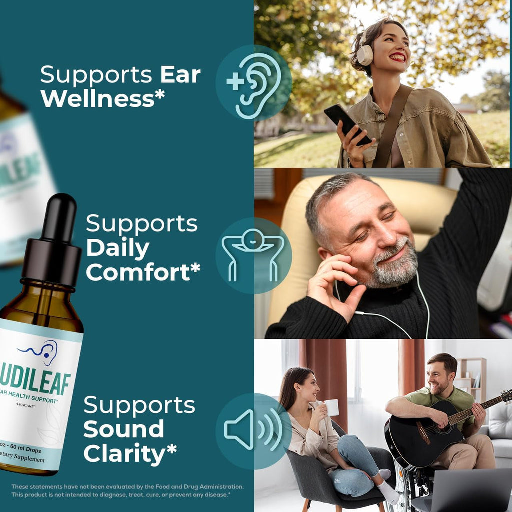 Audileaf Drops – Advanced Audileaf Drops Liquid Premium Formula All Natural Ear Health Support, Audileafdrops Daily Support Maximum Strength General Health & Wellness, 1 Bottle for 1 Month