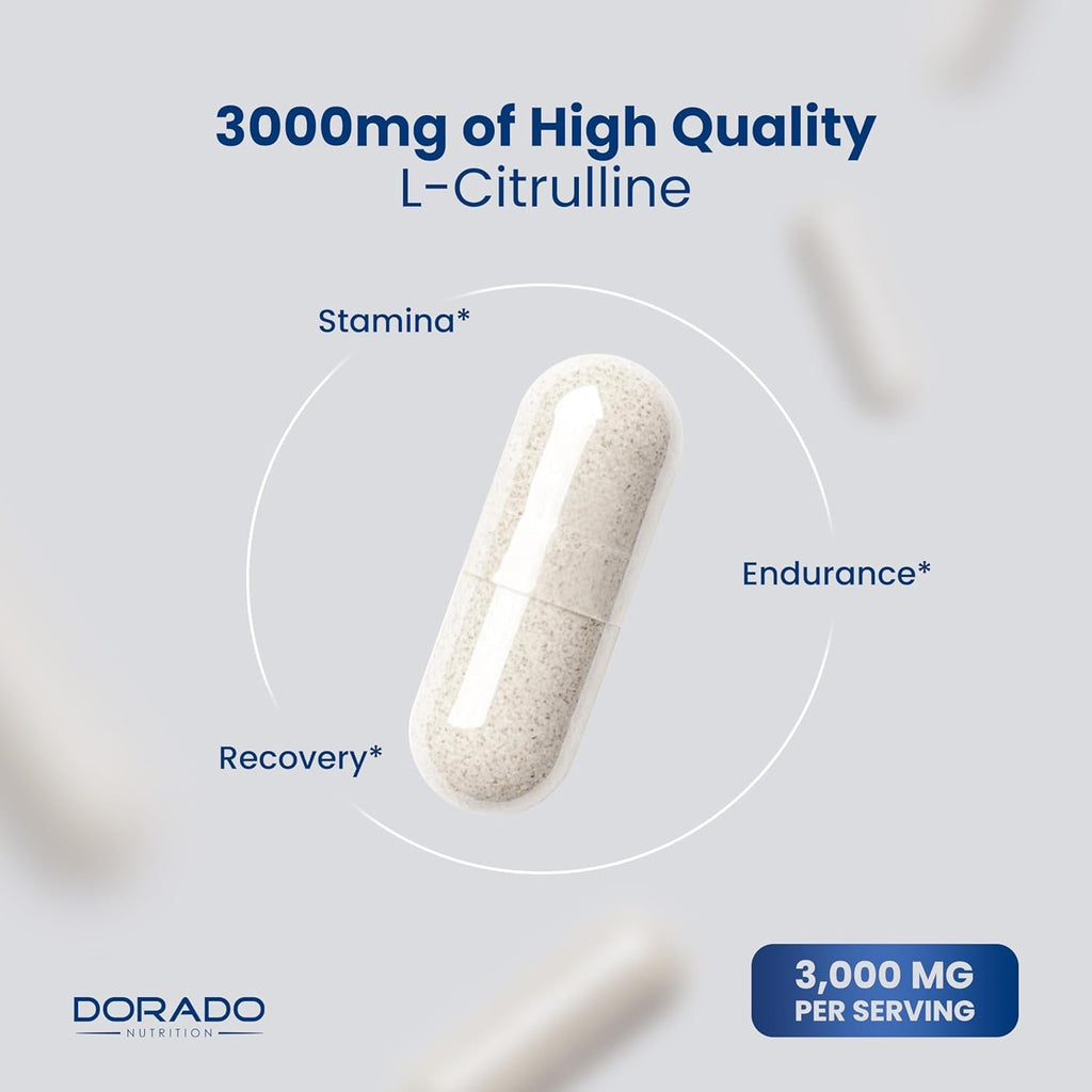 L Citrulline 3000Mg Supplement (240 Capsules) Support L Arginine & Nitric Oxide Pills - L-Citrulline for Men & Women - Muscle Recovery & Pump Supplement - 3Rd Party Tested, Vegan, Non-Gmo - USA Made