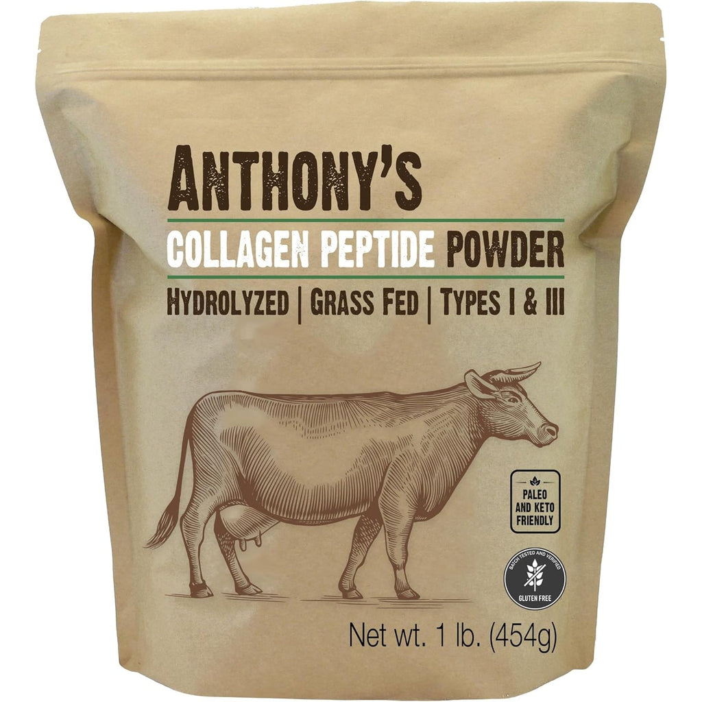 Anthony'S Collagen Peptide Powder, 1 Lb, Pure Hydrolyzed, Gluten Free, Keto and Paleo Friendly, Grass Fed, Unflavored, Non GMO