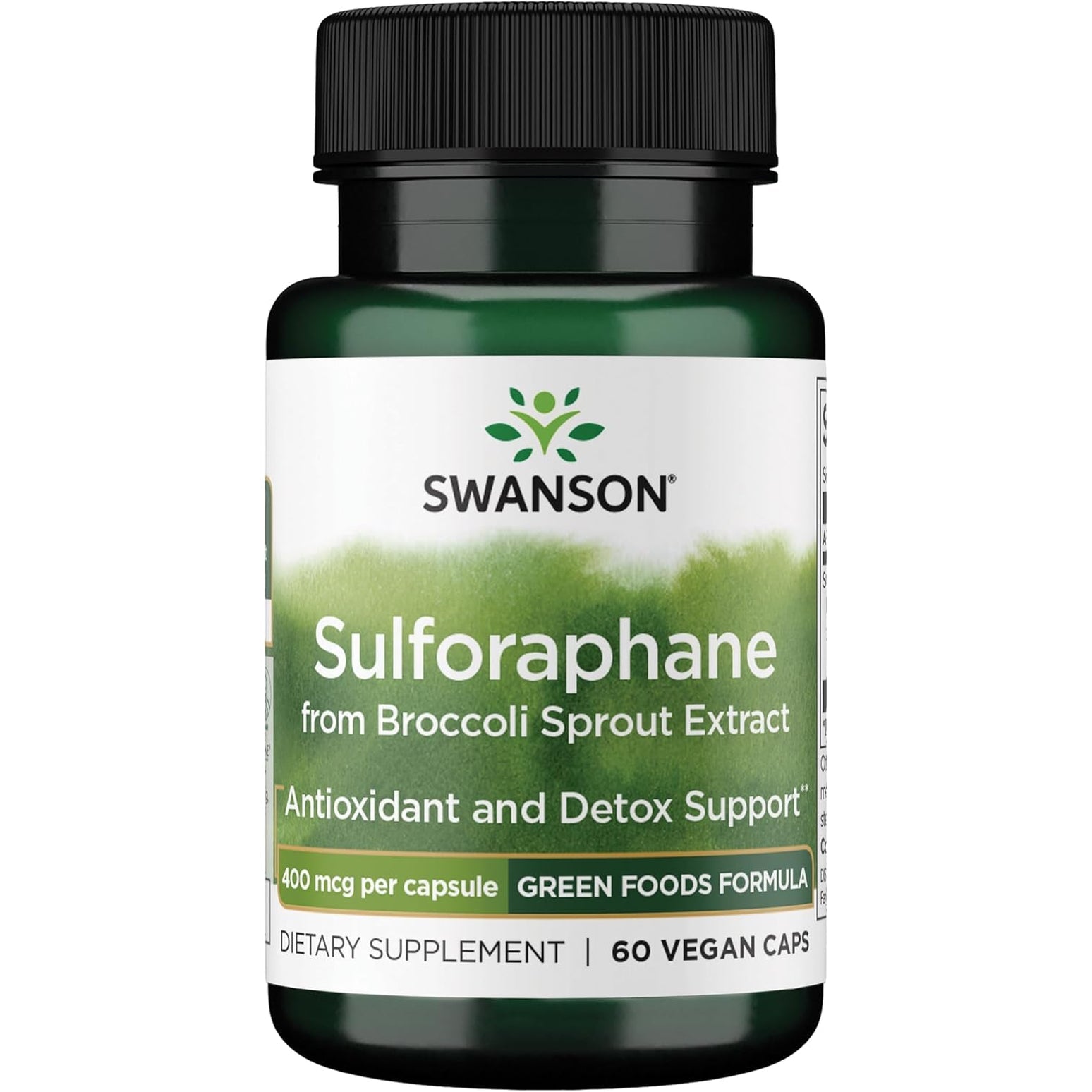 Swanson Sulforaphane Broccoli Sprout Extract for Adults Seeking Liver and Cellular Health Support - Standardized to 0.4% Sulforaphane (60 Vegan Capsules, 400 Mcg)