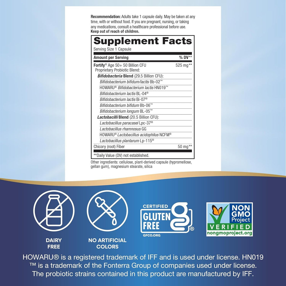 Nature'S Way Fortify 50+ Daily Probiotic for Men & Women, 30 Billion Live Cultures, Colon, Digestive, and Immune Health Support* Supplement, 30 Capsules