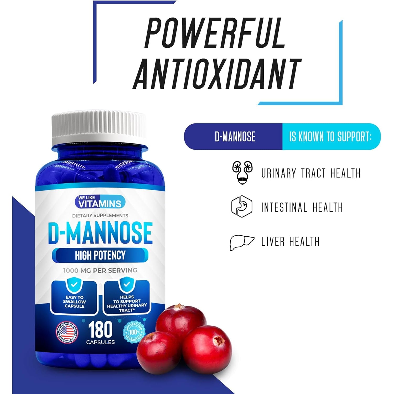 We like Vitamins D-Mannose 1000Mg Capsules - 180 Easy to Swallow Veggie Capsules - Cranberry D Mannose Supplement Helps Support Bladder and Urinary Tract Health