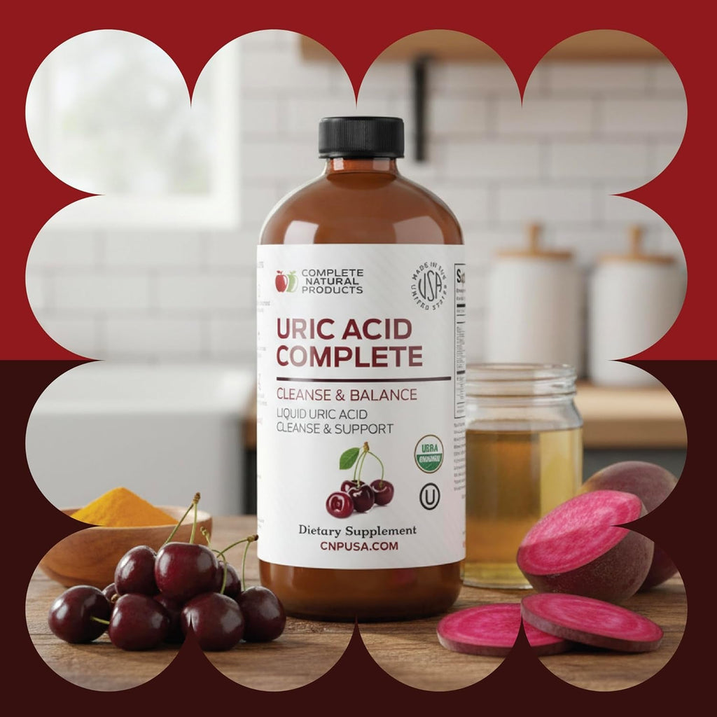Complete Natural Products Uric Acid Complete - 16Oz Liquid Supplement to Support Uric Acid Cleanse, Kidney Health & Circulation with Apple Cider Vinegar, Tart Cherry, & Beet Root.
