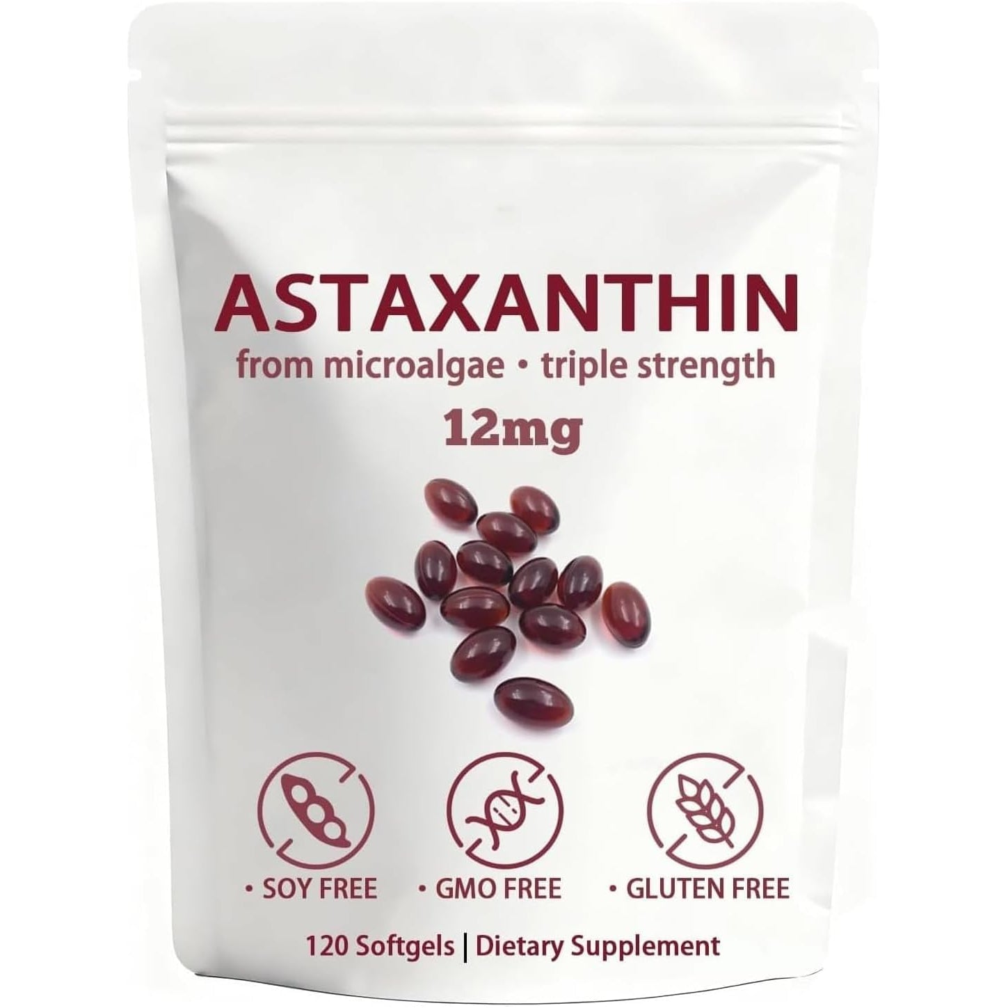 BELANO Valasta Astaxanthin，Zeria Astaxanthin12Mg，Easy to Swallow, Non-Gmo，4-Month Supply，120 Softgels