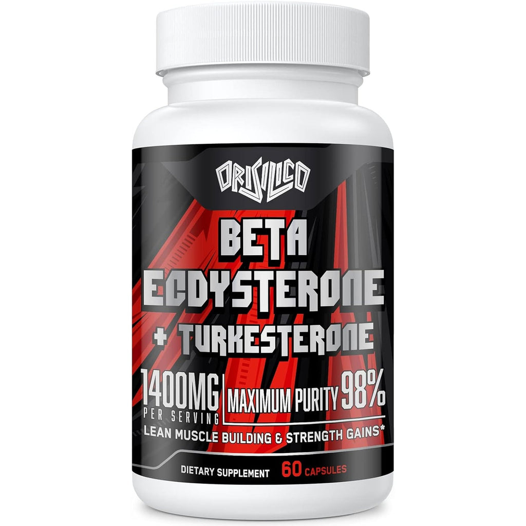 1400Mg Beta Ecdysterone and Turkesterone Supplements, Maximized 98% Beta Ecdysterone & 20% Turkesterone Extract for Muscle Mass,Strength, Protein Synthesis, 60 Capsules