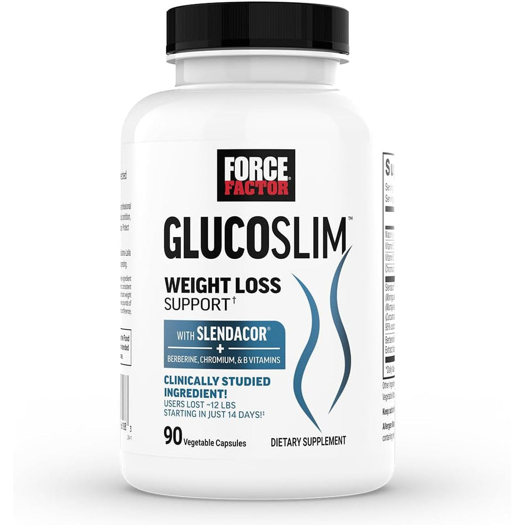 Force Factor Glucoslim Weight Loss Pills & Metabolism Booster, Non-Stimulant Thermogenic Fat Burner & Appetite Suppressant, with Clinically Studied Slendacor, 90 Vegetable Capsules